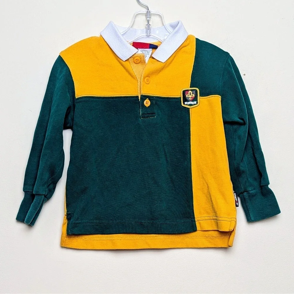 Vintage GYMBOREE GYMSPORT Rugby Polo Colorblock 90s 1998 Shirt XS 18-24 months